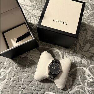 Gucci Silver and Black Men's Watch